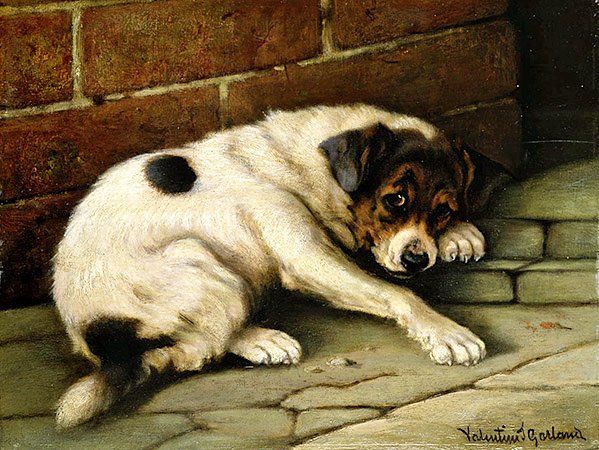Lovable Companion (olie på panel) af Valentine Thomas Garland