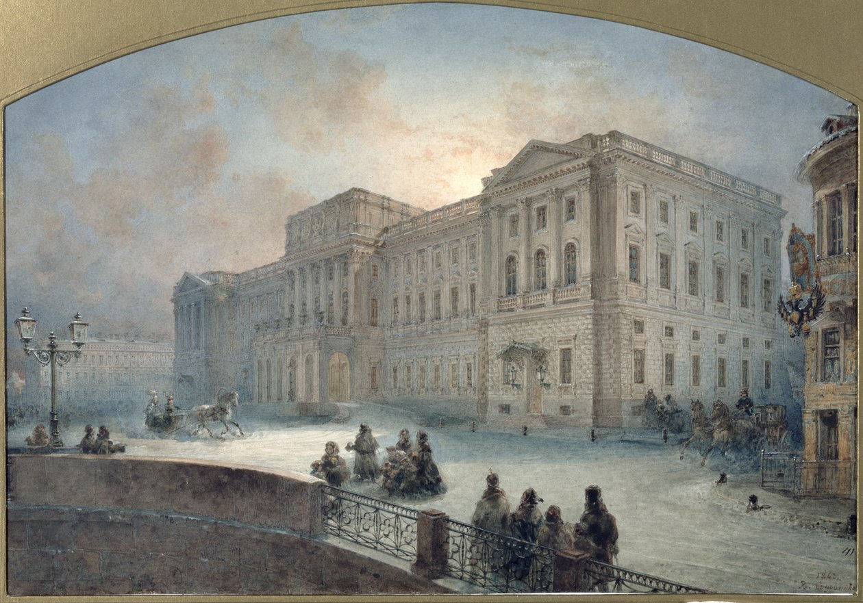 Udsigt over Mariinsky-paladset om vinteren, 1863 af Vasili Semenovich Sadovnikov
