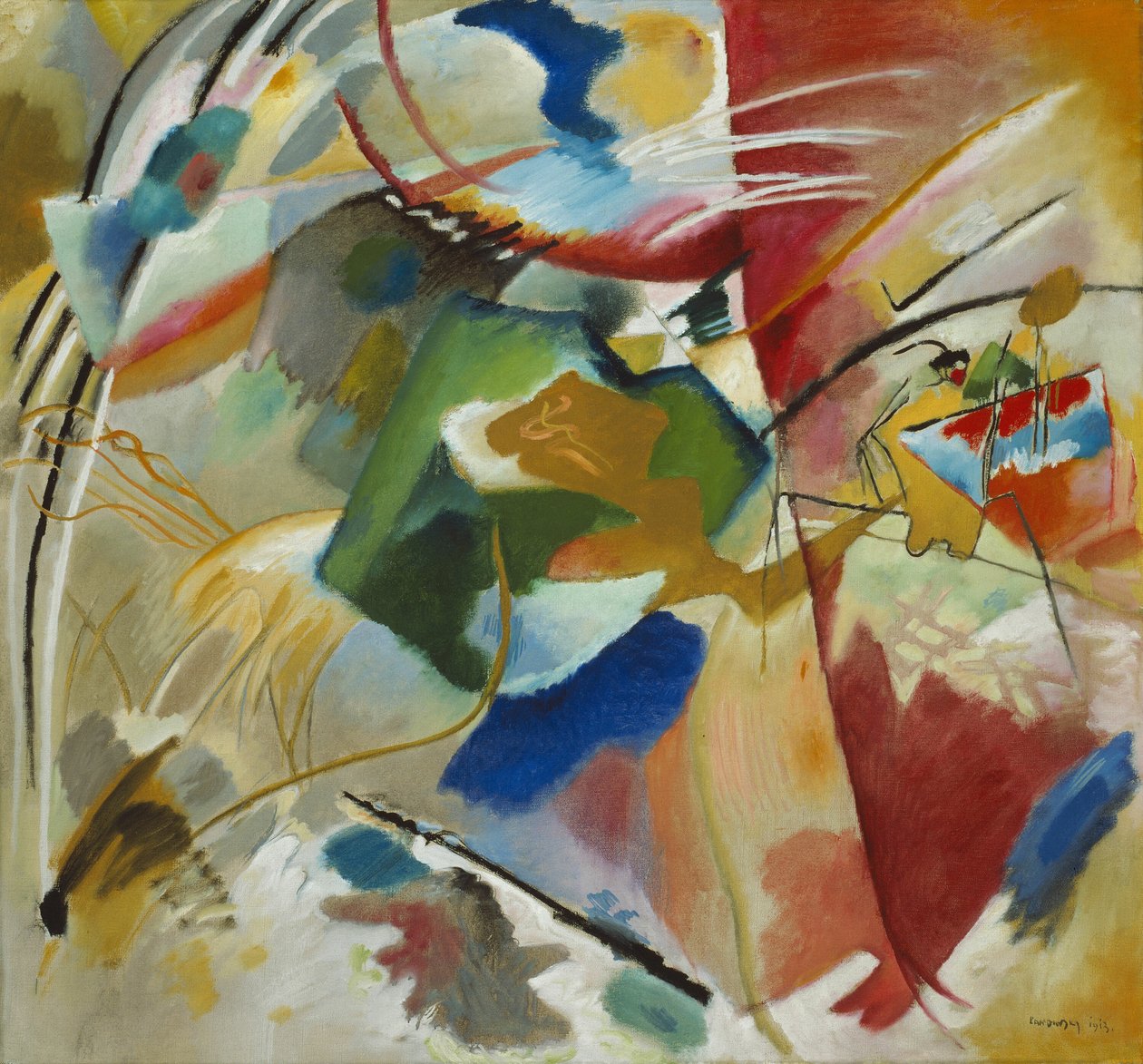 Maleri med grønt center, 1913. af Wassily Kandinsky
