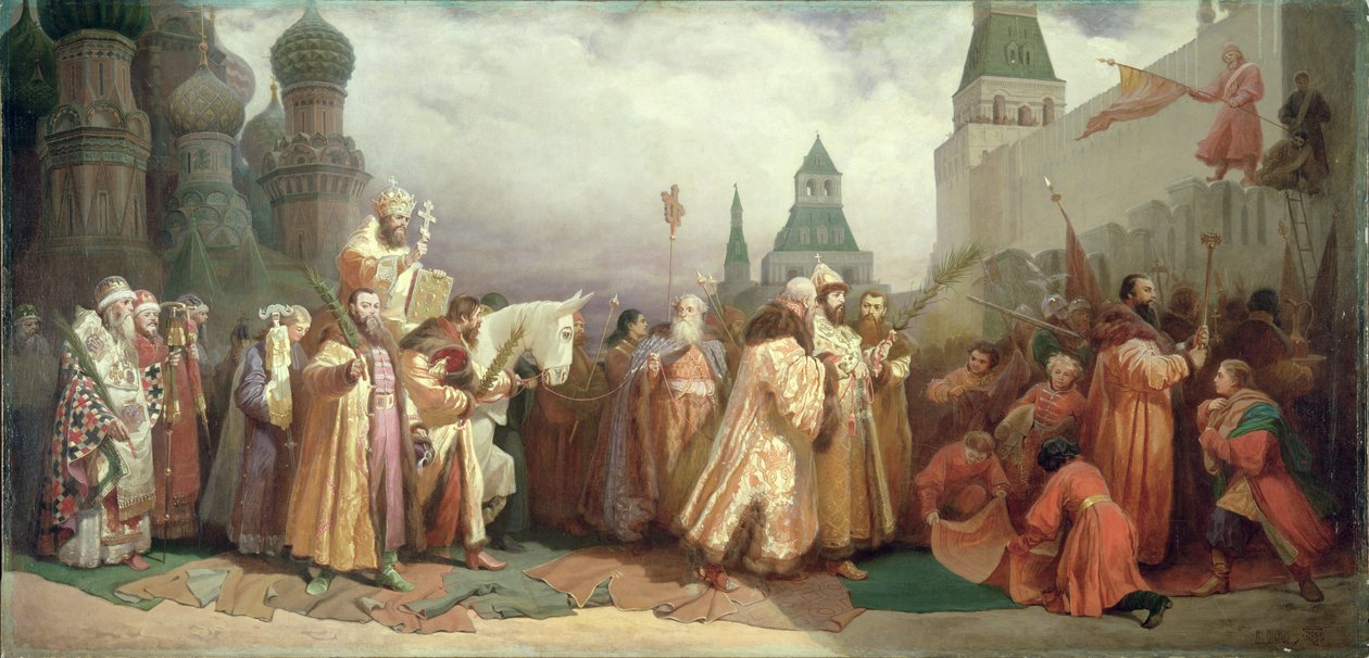 Palmesøndagsprocession under zar Alexis Romanovs regeringstid (1629-76) 1868 af Viatcheslav Grigorievitch Schwarz