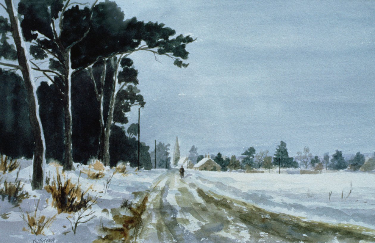 Hermitage Road in the Snow (Village of Higham, nær Rochester) af Vic Trevett