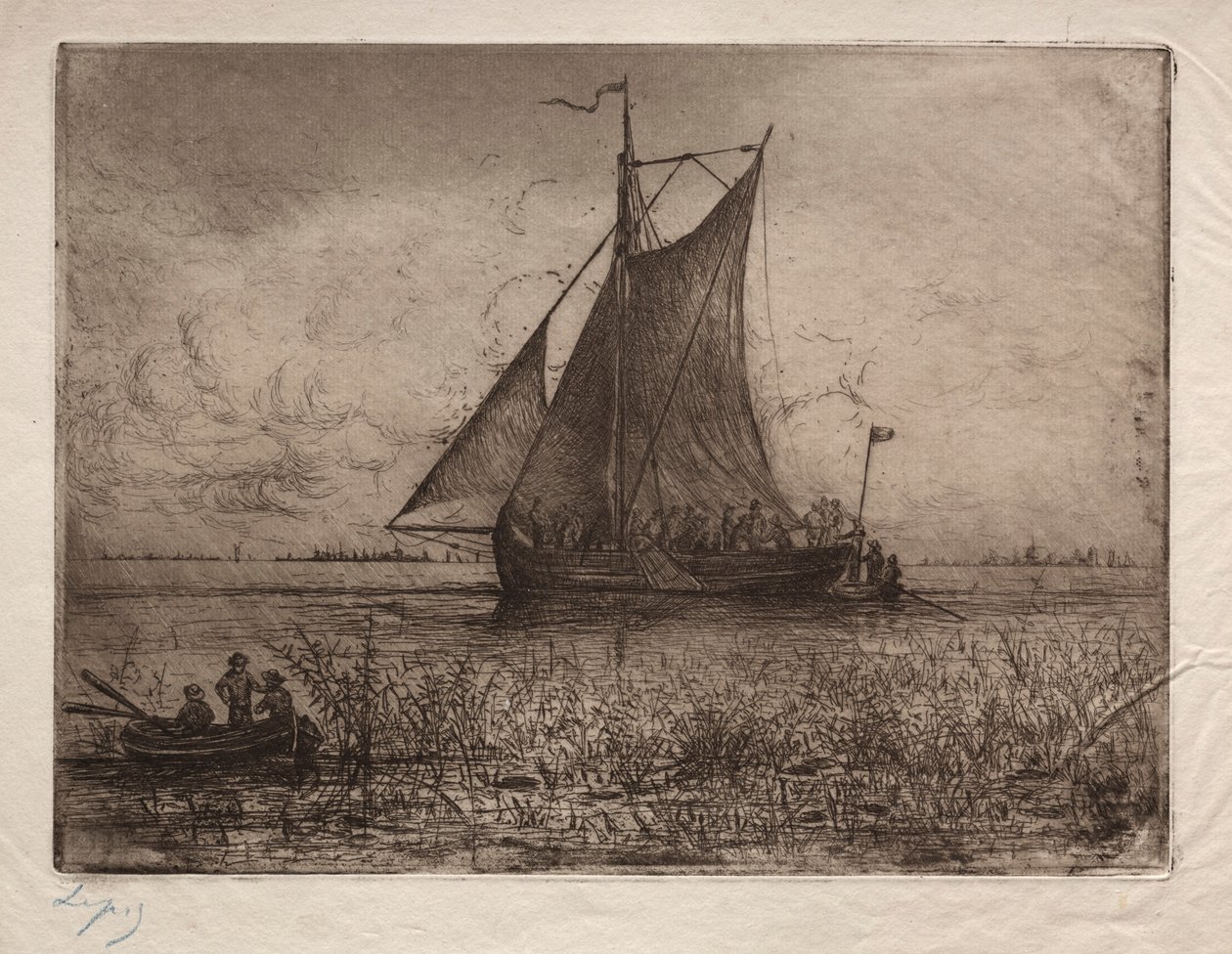 hollandsk flodlandskab. af Vicomte Lepic Ludovic Napoléon