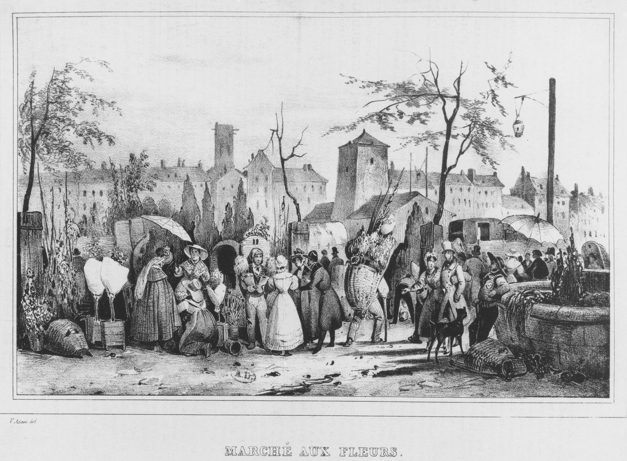 Blomstermarkedet i Paris, 1834 af Victor Adam