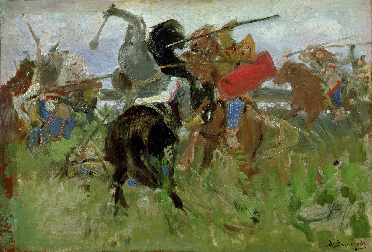 Slaget mellem skyterne og slaverne, 1879 af Victor Mikhailovich Vasnetsov