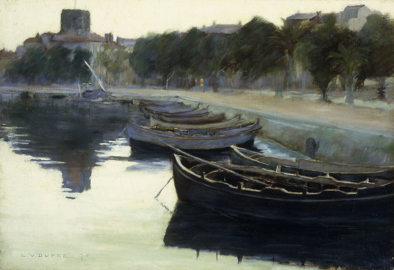 Både ved deres fortøjninger, 1876 af Leon Victor Dupre