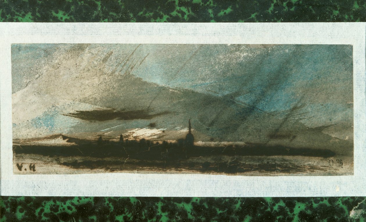 Ville au crespuscule Pen og vask ... af Victor Hugo