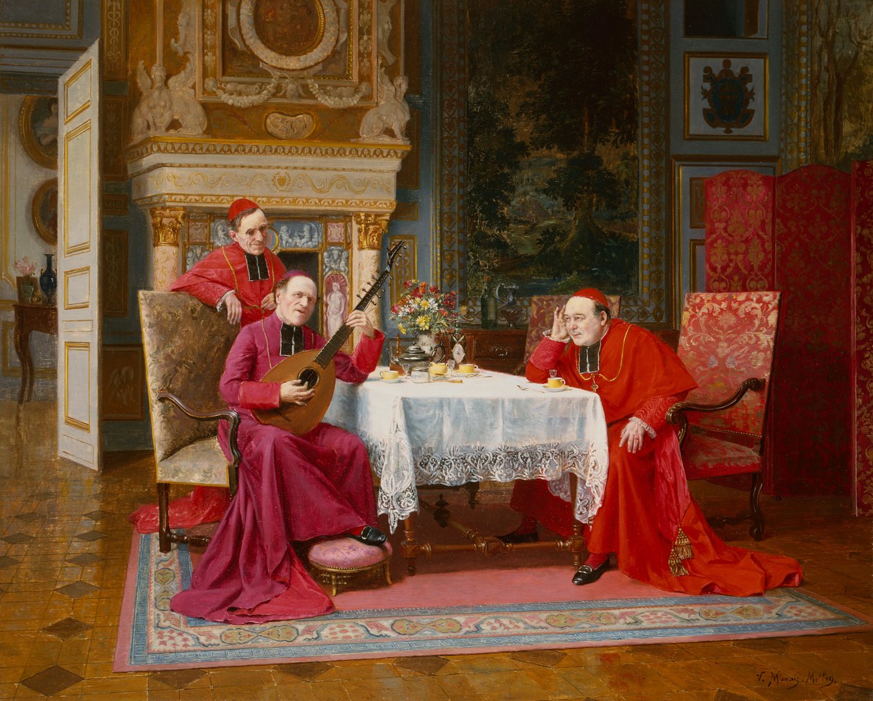 After Dinner Entertainment (olie på lærred) af Victor Marais Milton