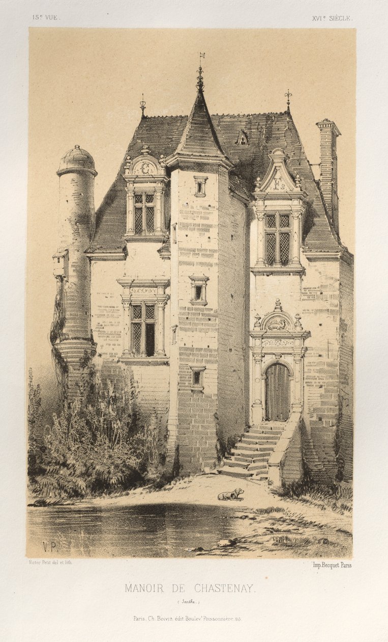 ...Pl.15, Chastenay Sarthes herregård, 1860. af Victor Petit