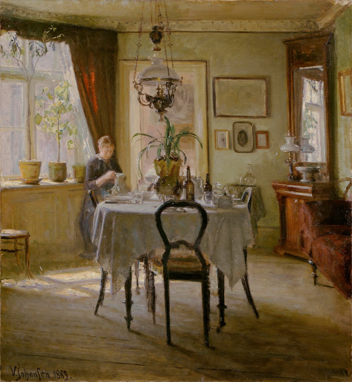 Sollys i spisestuen, 1889 af Viggo Johansen
