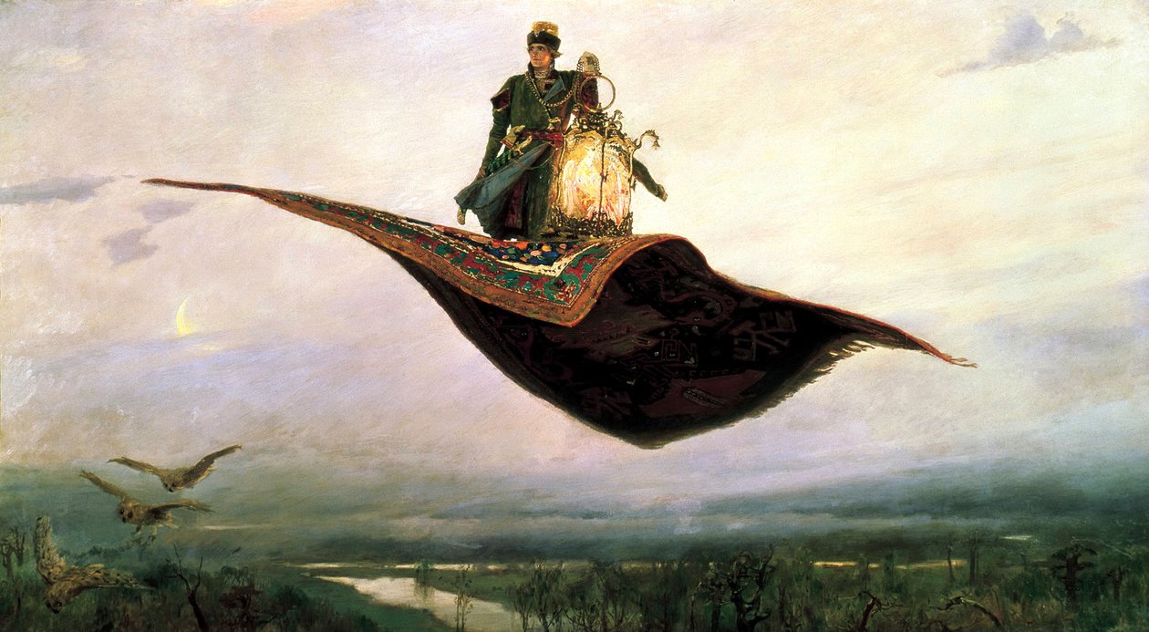 Rider på et flyvende tæppe, 1880 af Viktor Mikhaylovich Vasnetsov