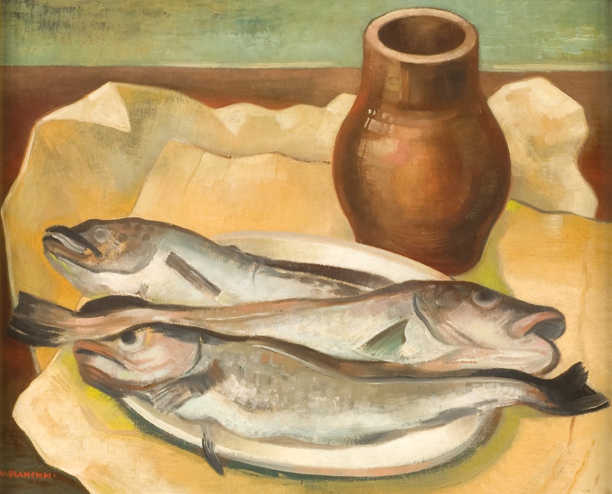 Stilleben med fisk af Viktor Planckh
