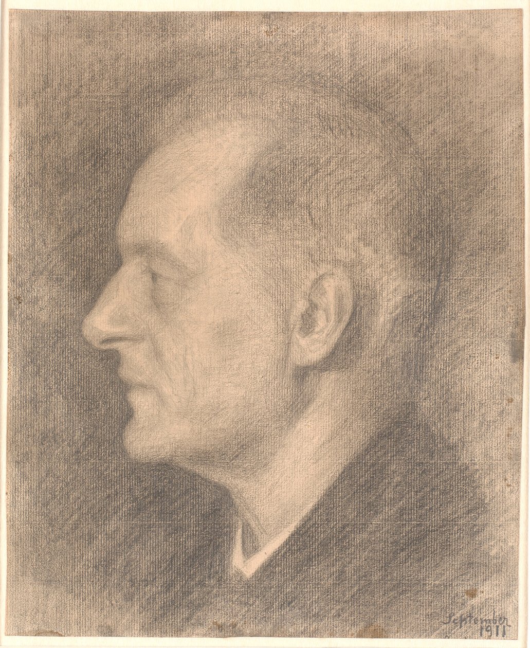 Portræt af Alfred Bramsen, profil m.v. af Vilhelm Hammershøi