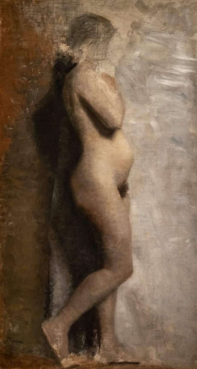 Nøgen kvindelig model, profil af Vilhelm Hammershoi