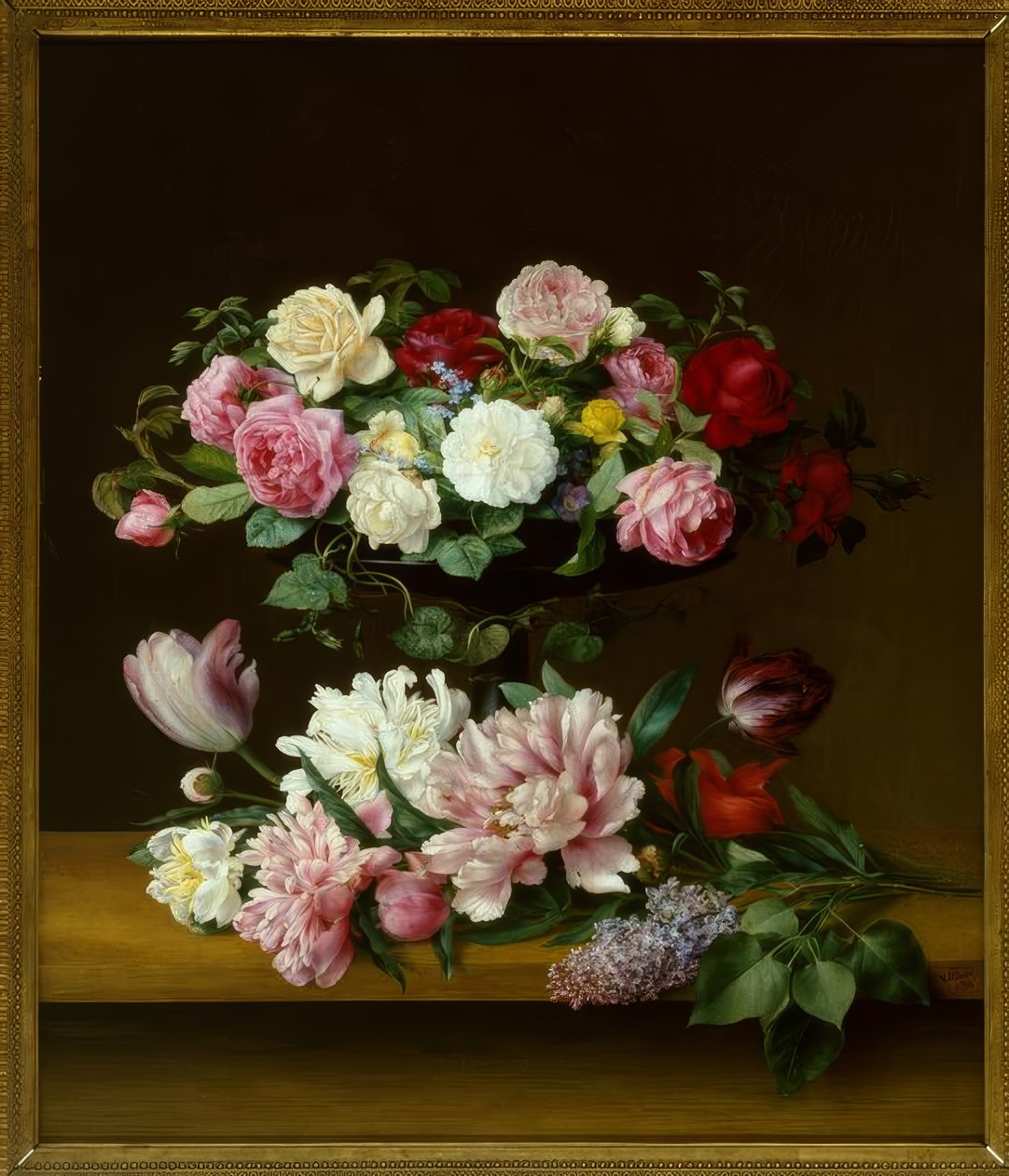 V.J.Hoyer, Stilleben med blomster af Vilhelm Julius Hoyer