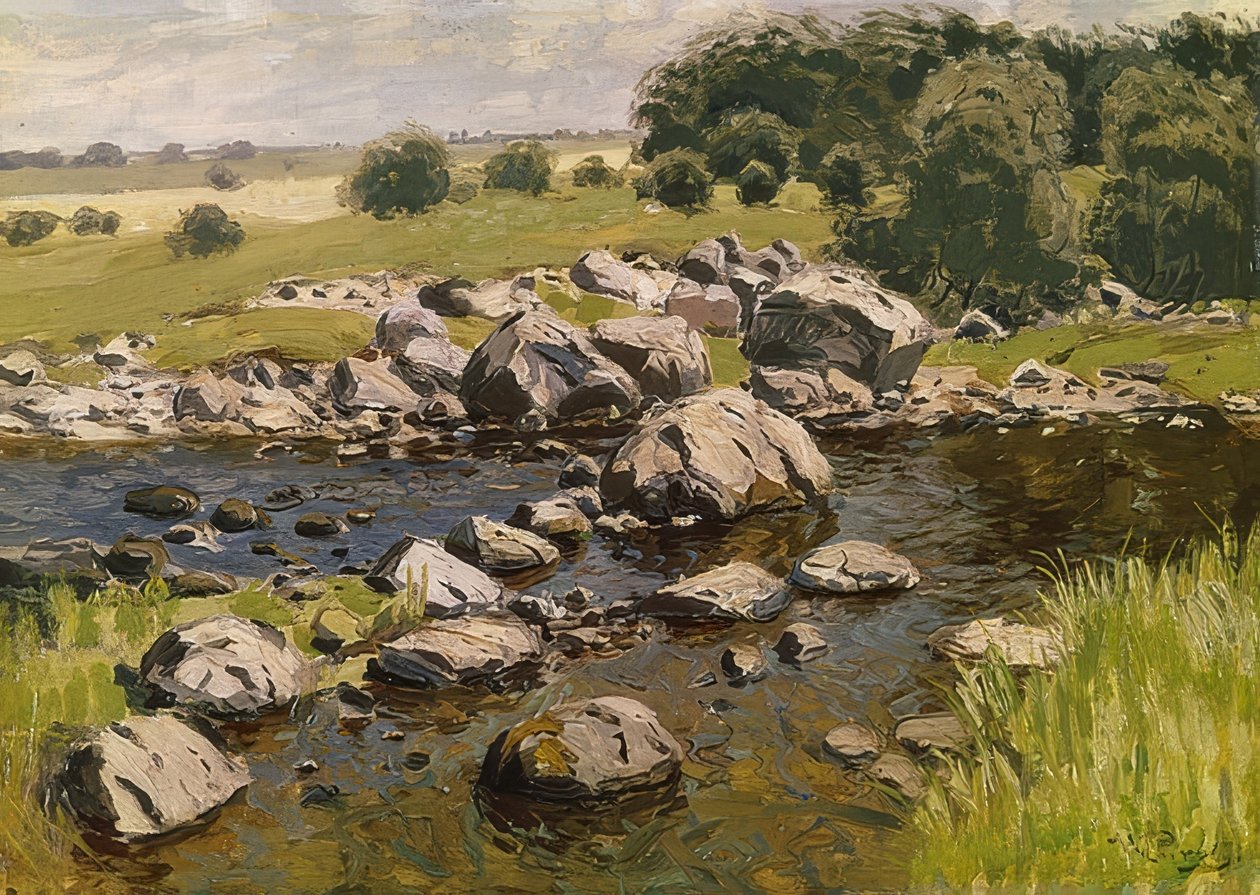 Landskab med sten. Omkring 1910 af Vilhelms Purvitis