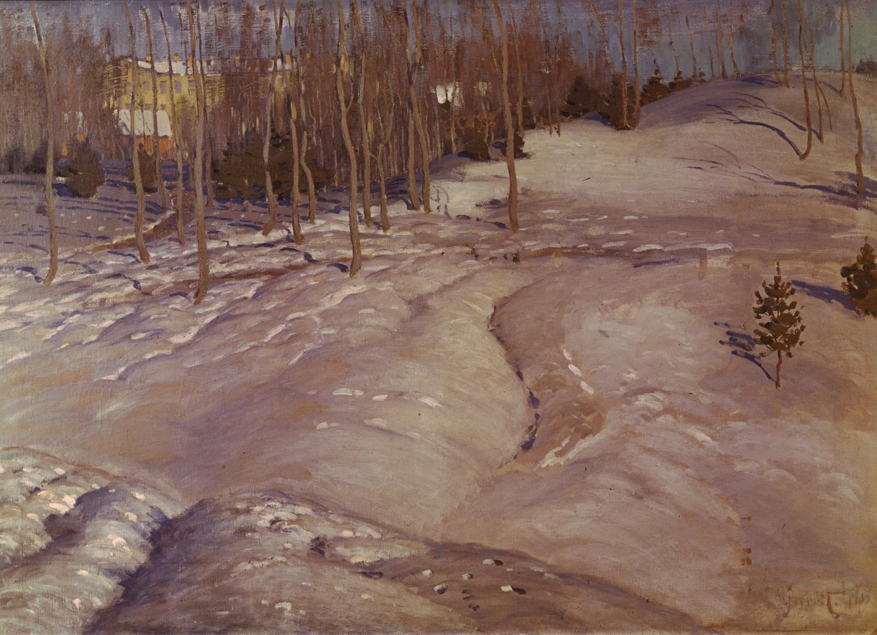 Vinterlandskab. marts aften, ca. 1900 af Vilhelms Purvitis