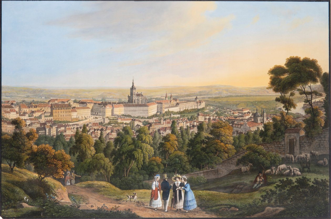 Prags borgdistrikt Hradcany, ca. 1830. af Vincenc Morstadt