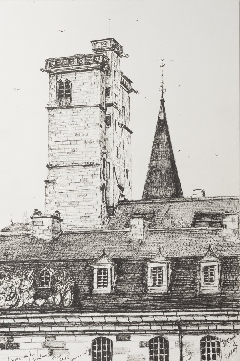 Dijon Rooftops, Frankrig, 2008, (blæk på papir) af Vincent Alexander Booth