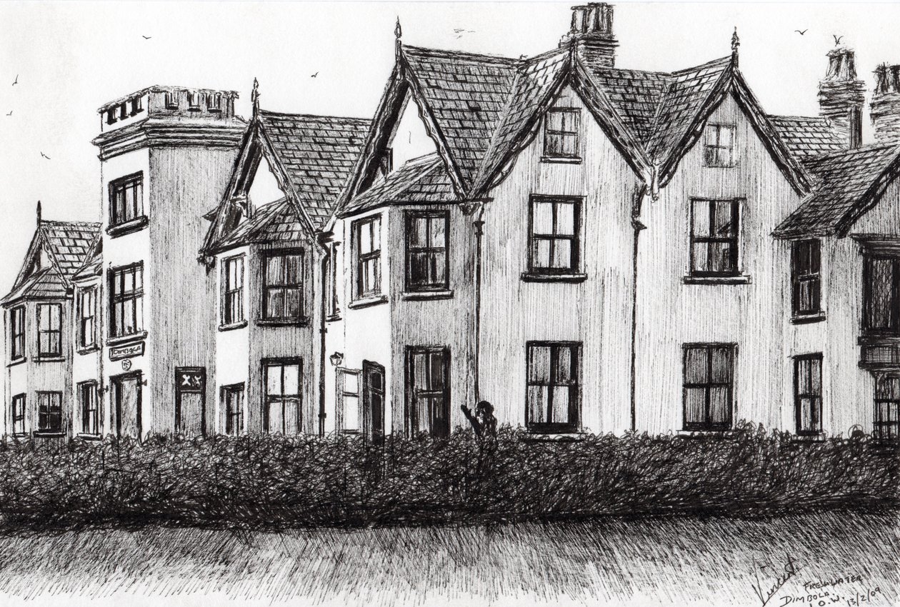 Dimbola Lodge I.O.W., 2009, (blæk på papir) af Vincent Alexander Booth