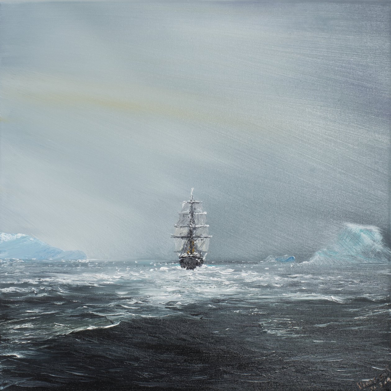 Opdagelse på vej til Antarktis, 2014, (Olie on Canvas) af Vincent Alexander Booth