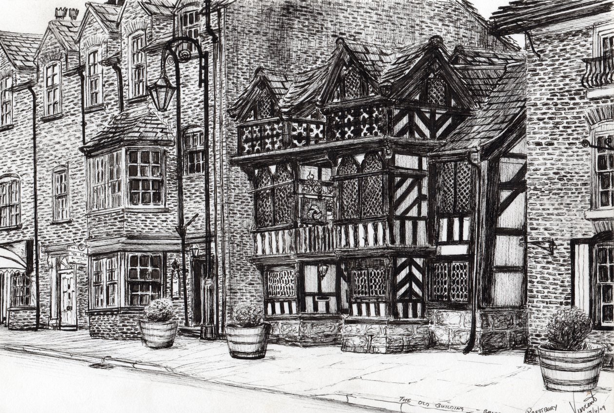 Prestbury NatWest Bank, 2009, (blæk på papir) af Vincent Alexander Booth