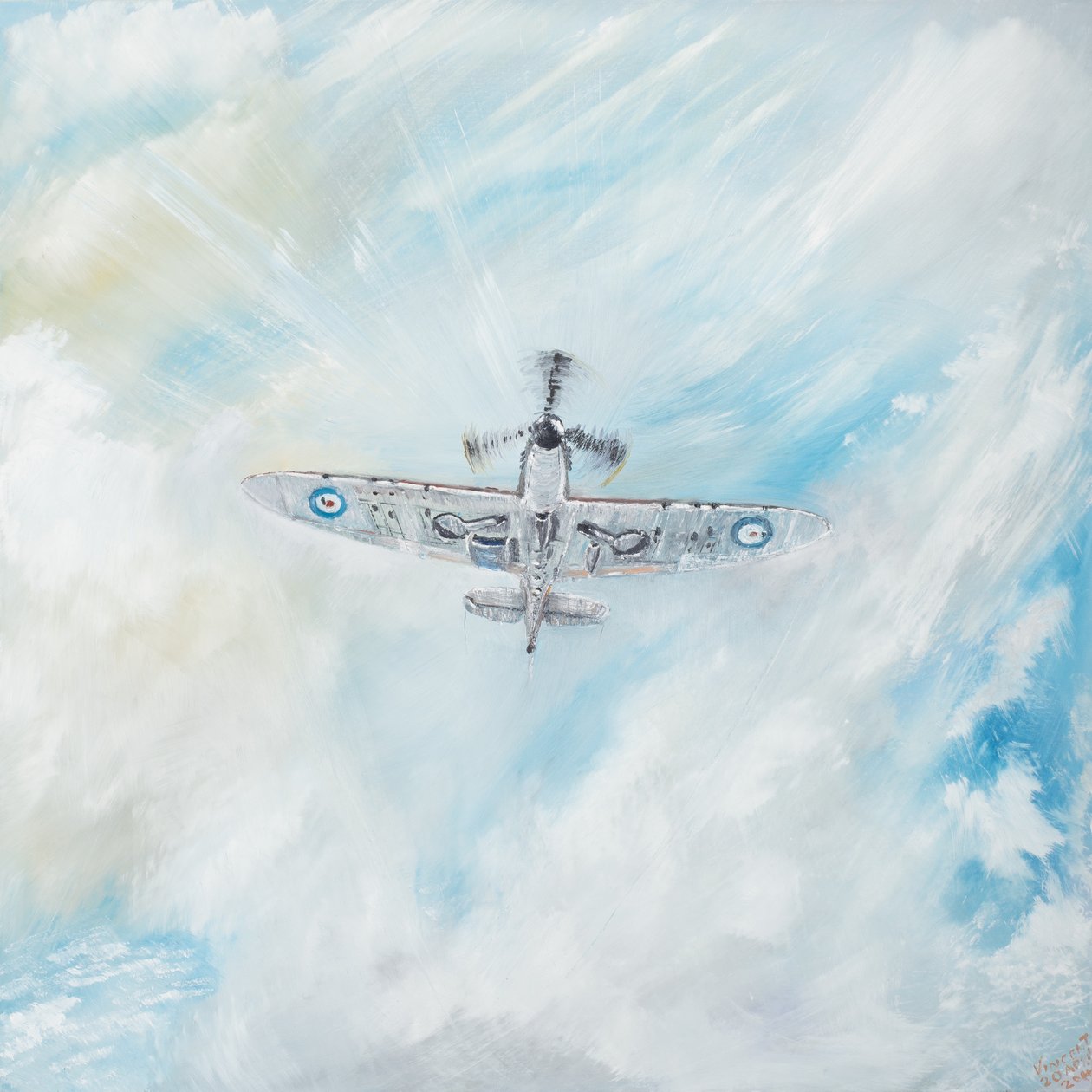 Supermarine Spitfire, 2014, (Olie on Canvas) af Vincent Alexander Booth