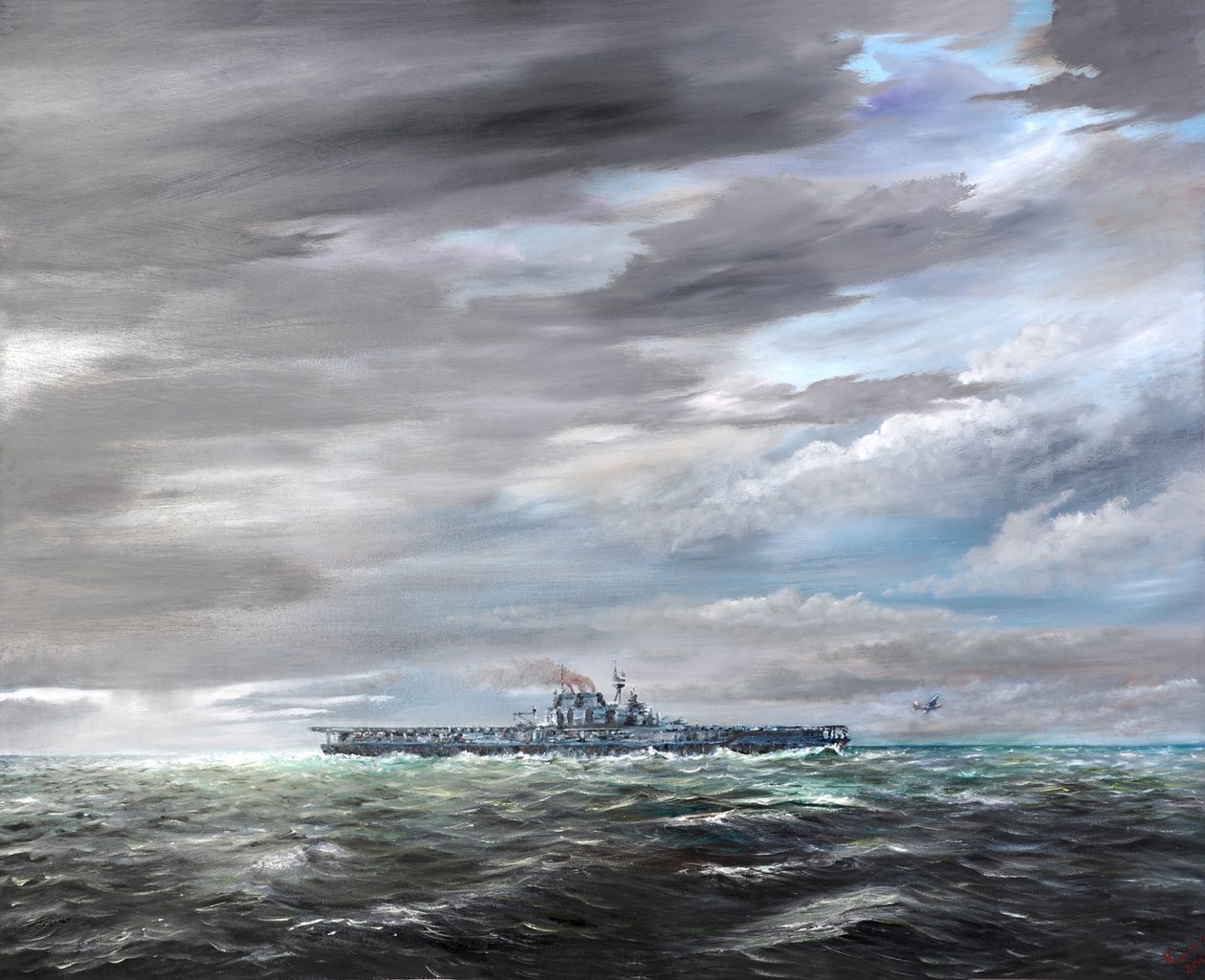 The Last B25-B flyver ud for USS Hornet 18. april 1942, 2019, af Vincent Alexander Booth