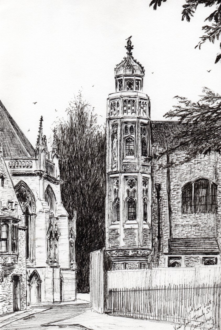 Trinity Street Cambridge, 2008, (blæk på papir) af Vincent Alexander Booth