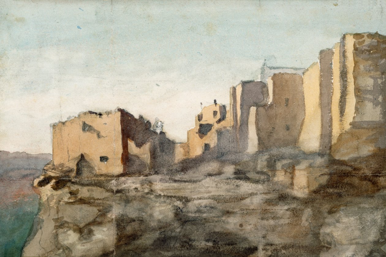 Moqui Village Cliff Dwellings, Arizona, 1869-71 (wc på papir) af Vincent Colyer