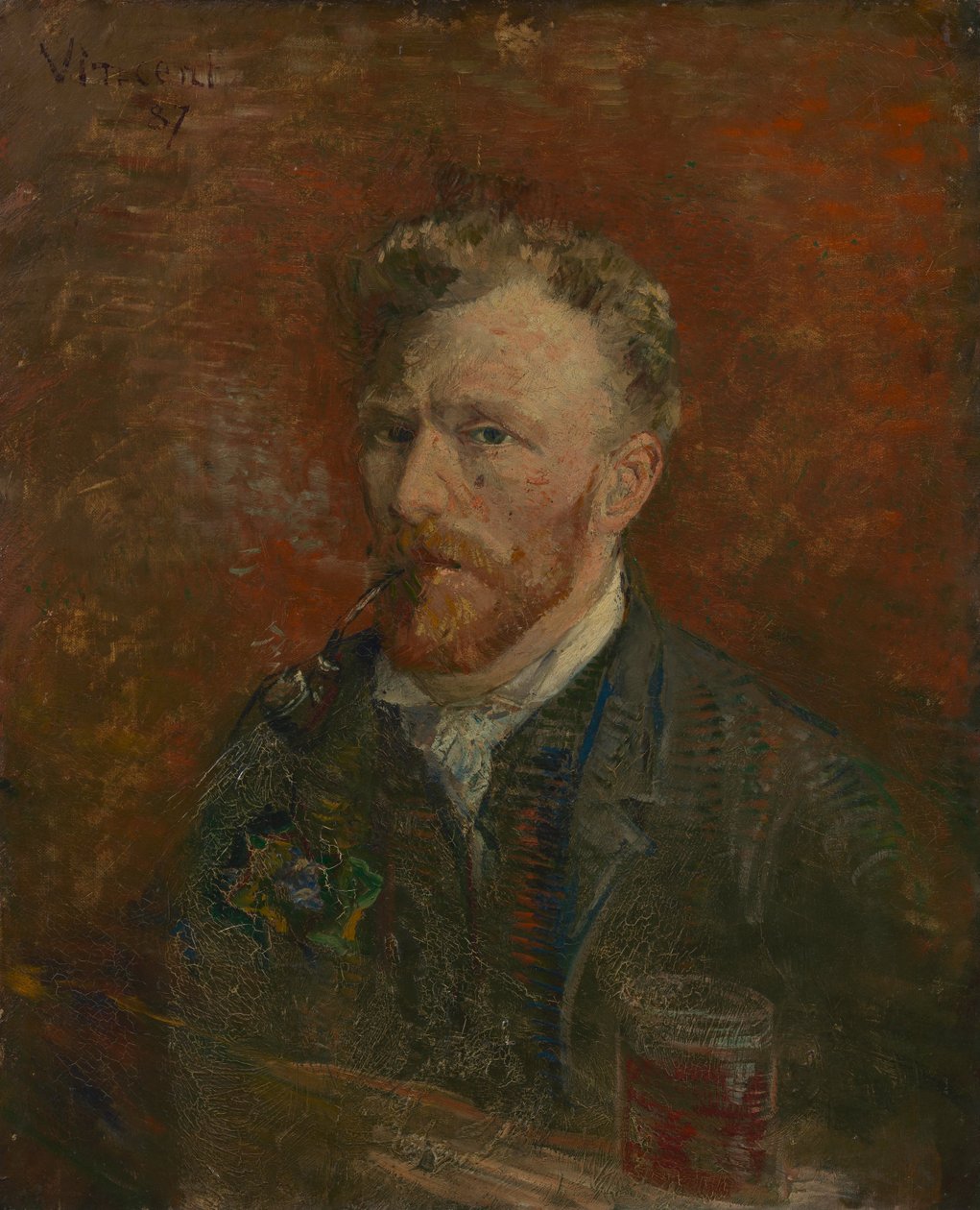Selvportræt med glas af Vincent van Gogh