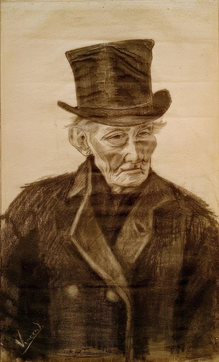 Gammel mand med høj hat af Vincent van Gogh