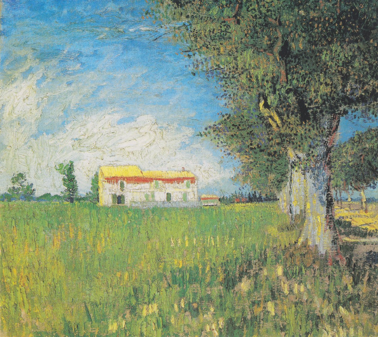 Stuehus i en hvedemark af Vincent van Gogh