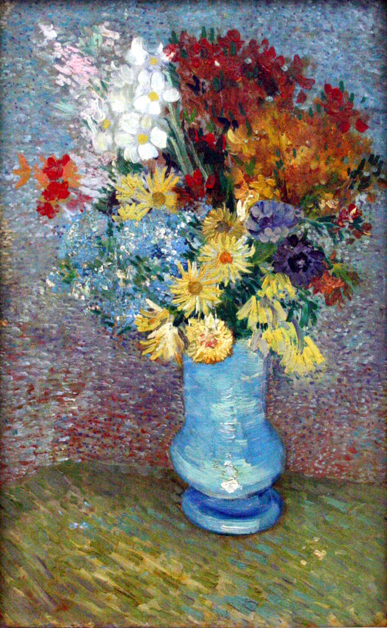 Blomster i en blå vase af Vincent van Gogh
