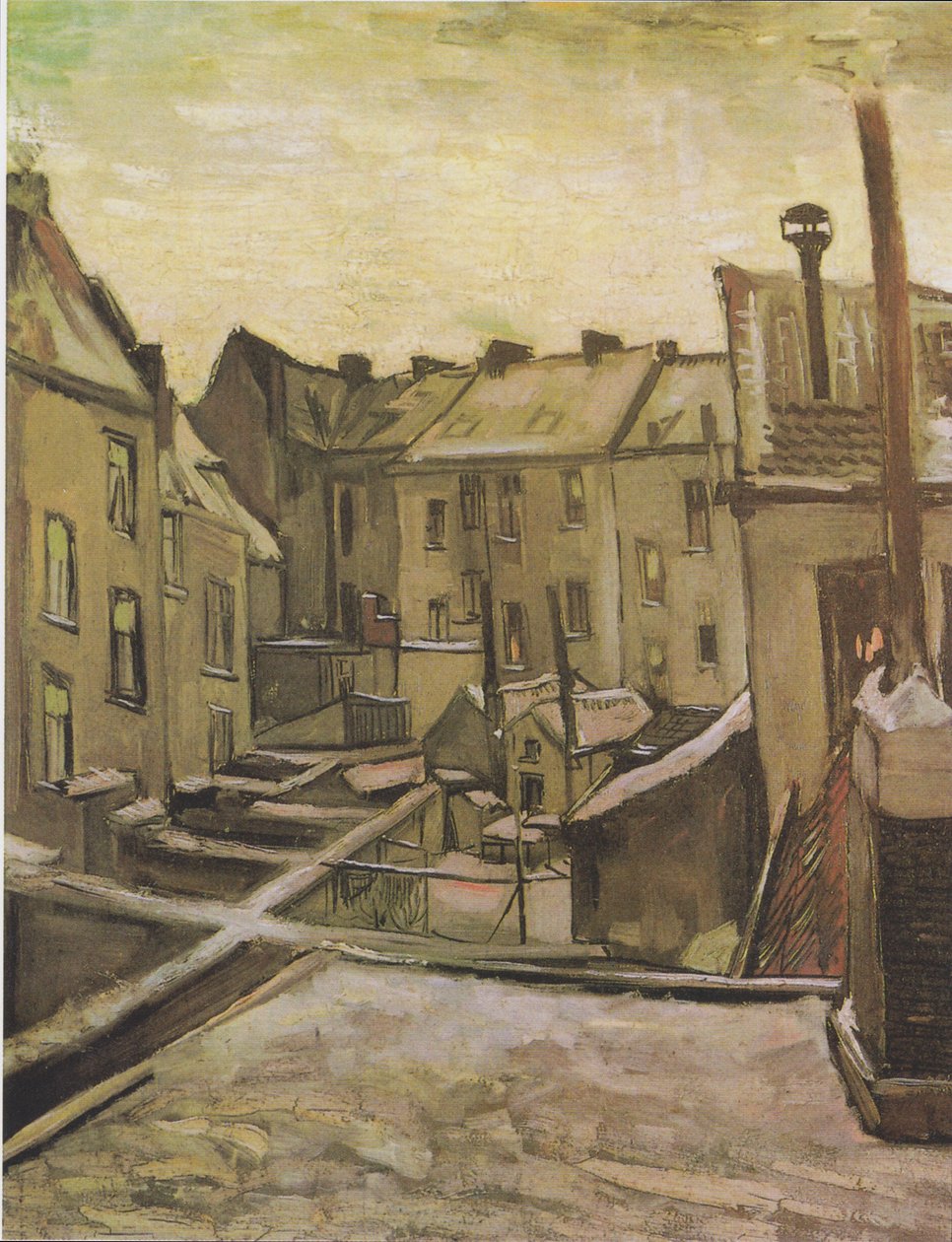 Baggårde i Antwerpen i sneen af Vincent van Gogh