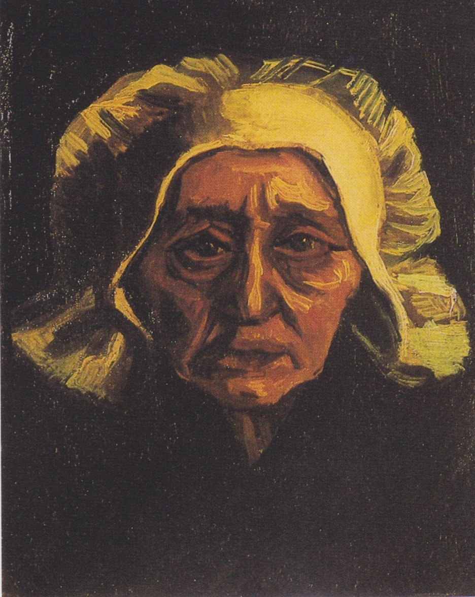 Hoved af en gammel bondekvinde med en hvid hætte af Vincent van Gogh