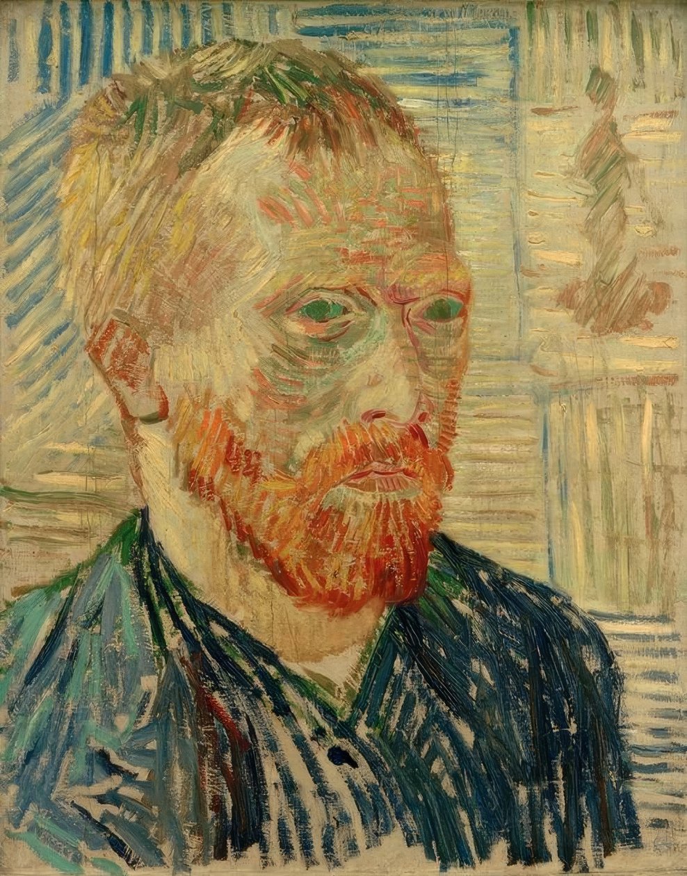 Selvportræt med japansk træsnit af Vincent van Gogh