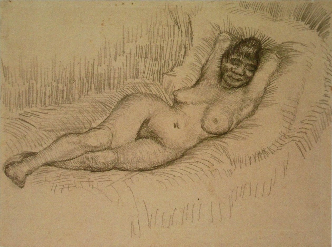 Undersøgelse for tilbagelænet kvindelig nøgen F 1404 JH 1213 af Vincent van Gogh