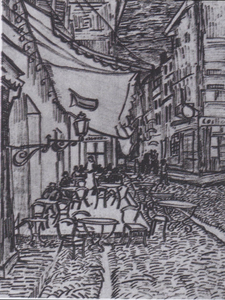 Caféens terrasse på Place du Forum i Arles om aftenen af Vincent van Gogh