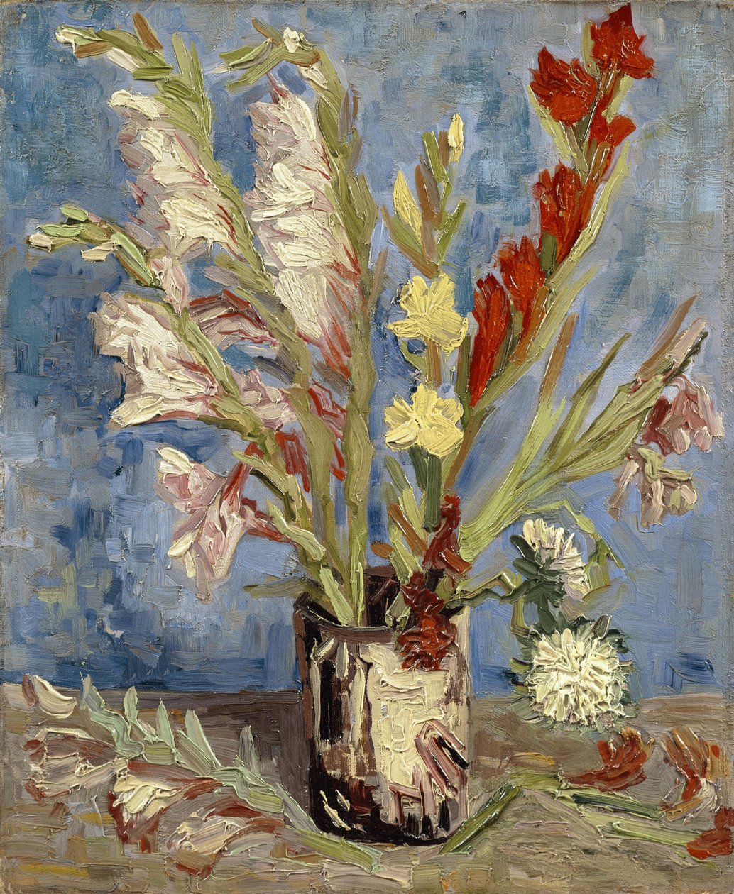 Vase med havegladiolus og kinesiske asters af Vincent van Gogh