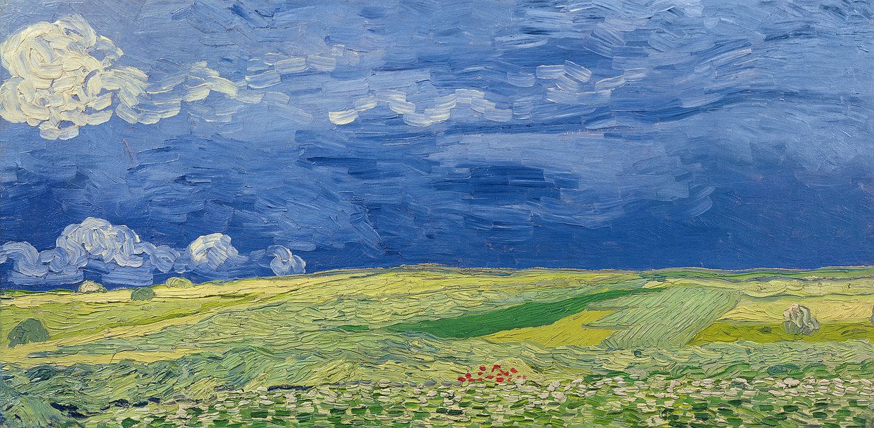 Hvedemarker under tordenskyer, 1890 af Vincent van Gogh