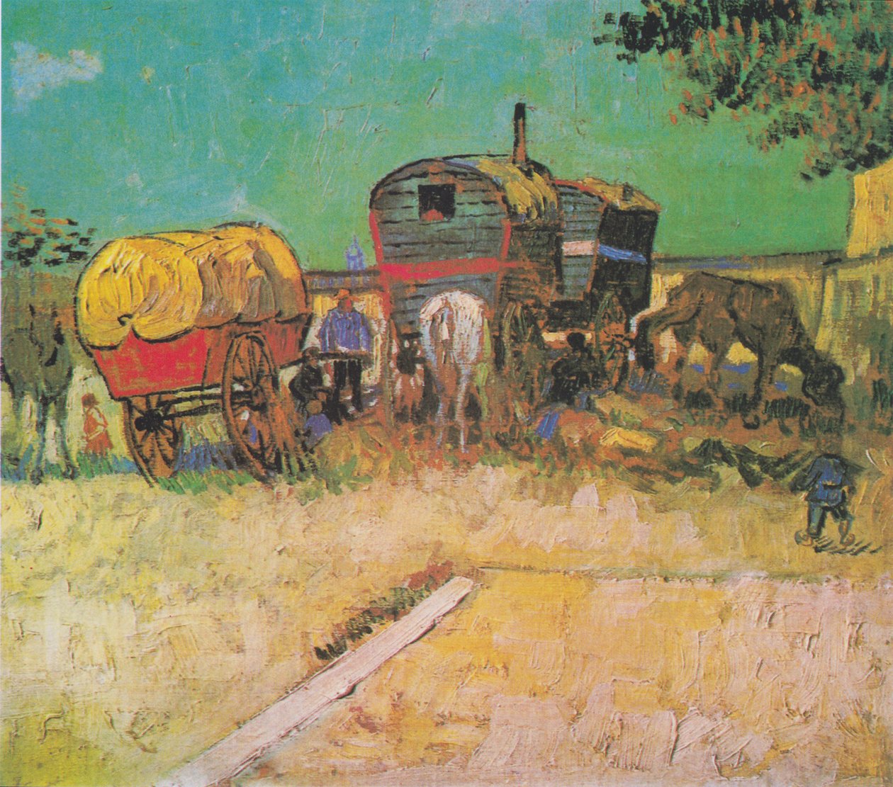 Sigøjnerlejr med hest og vogn af Vincent van Gogh