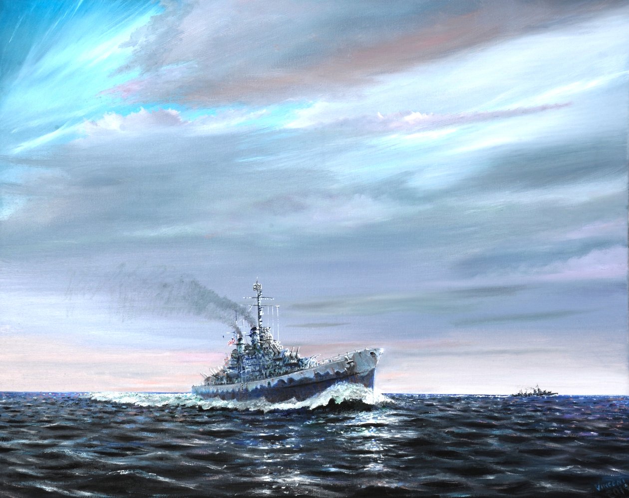 USS Atlanta patruljerer Canal Guard 1942, af Vincent Alexander Booth