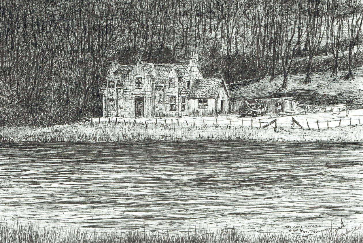 hus på den anden side af floden Spey, 2006 af Vincent Alexander Booth