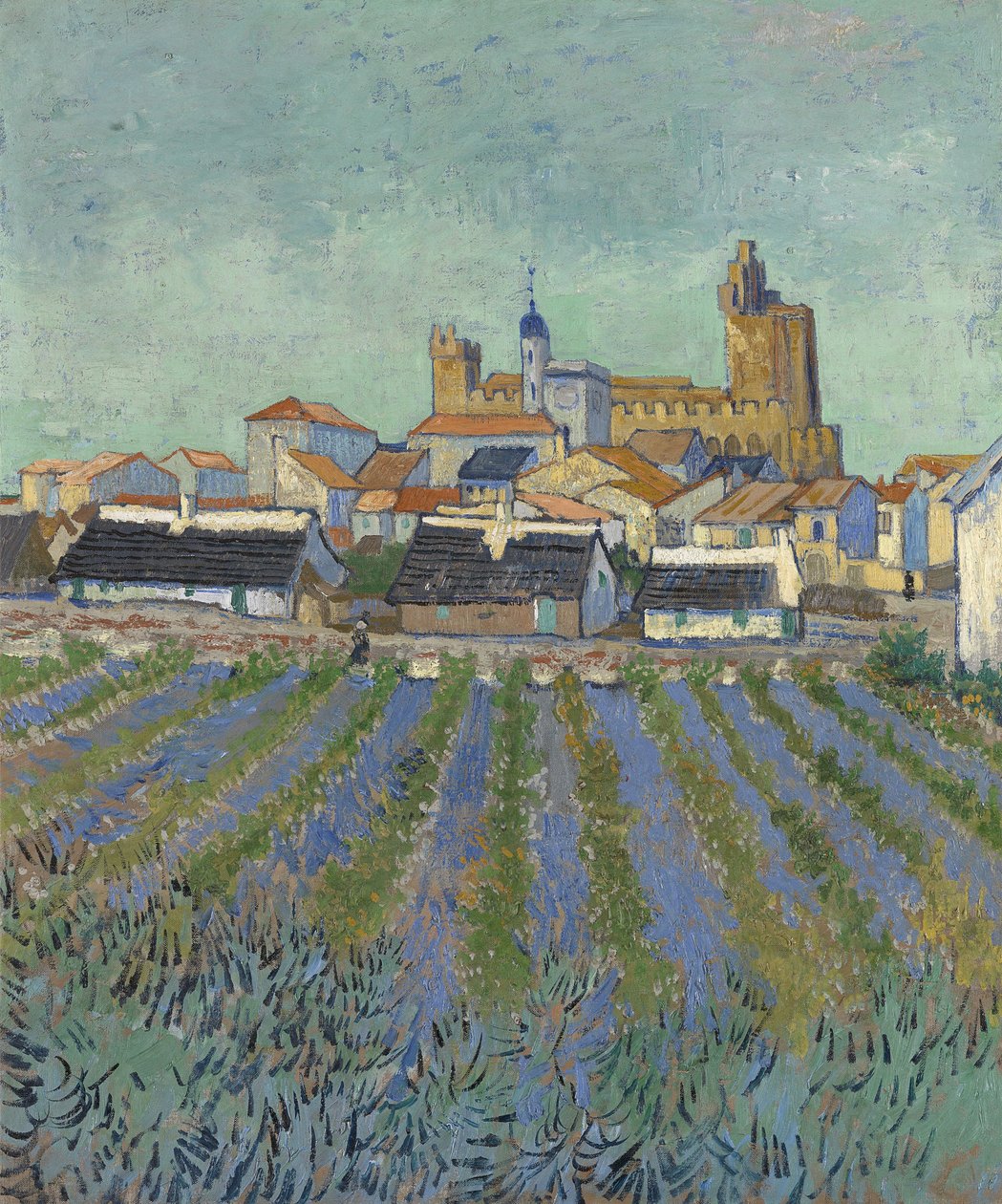 Udsigt over Saintes-Maries-de-la-Mer, 1888. af Vincent van Gogh