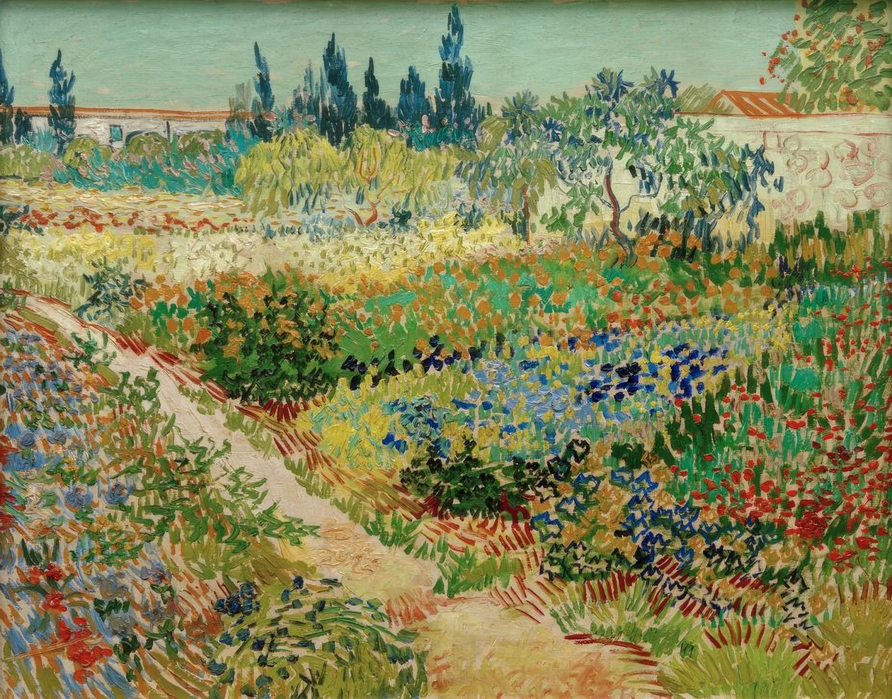 Blomstrende have med sti af Vincent van Gogh