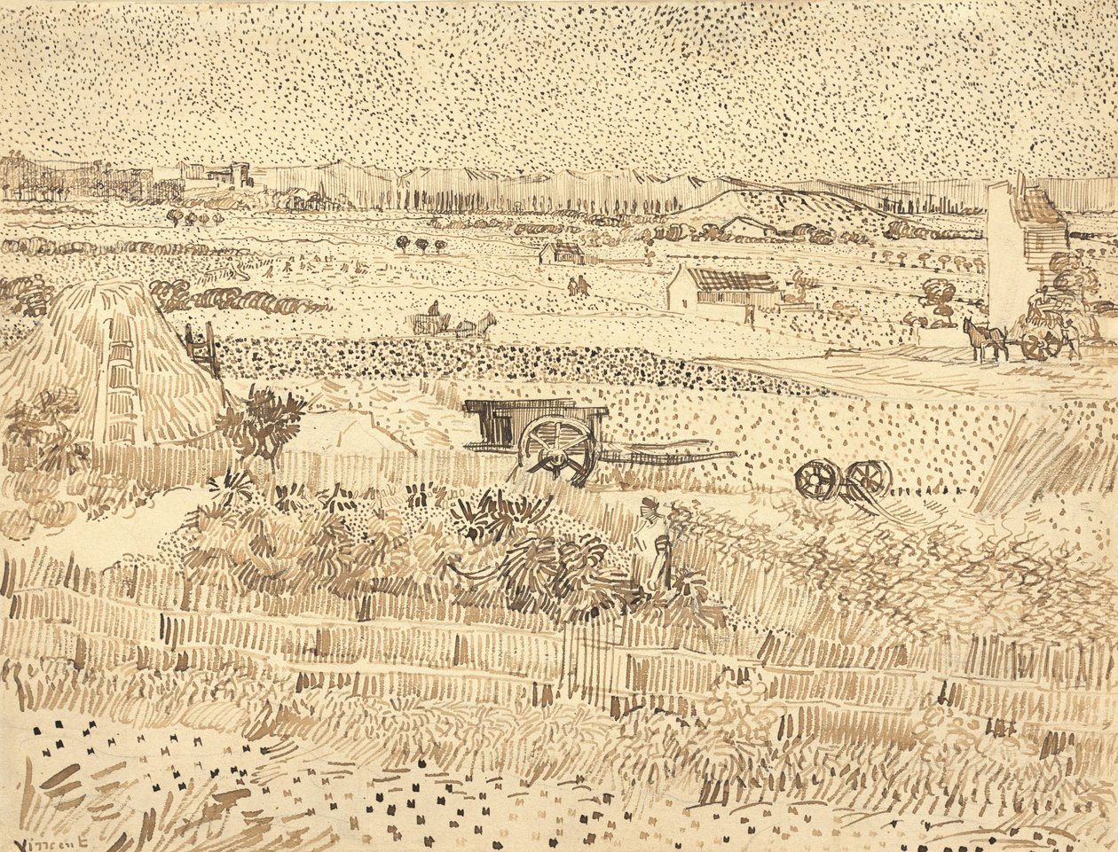 Høst - La Crau-sletten, 1888. af Vincent van Gogh