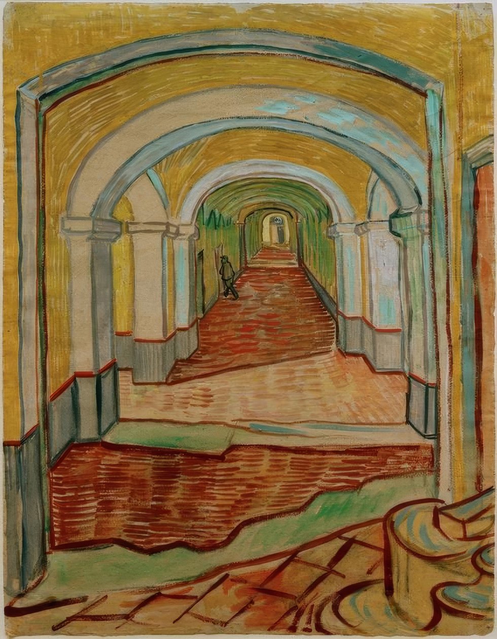 Korridor i sanatoriet af Vincent van Gogh