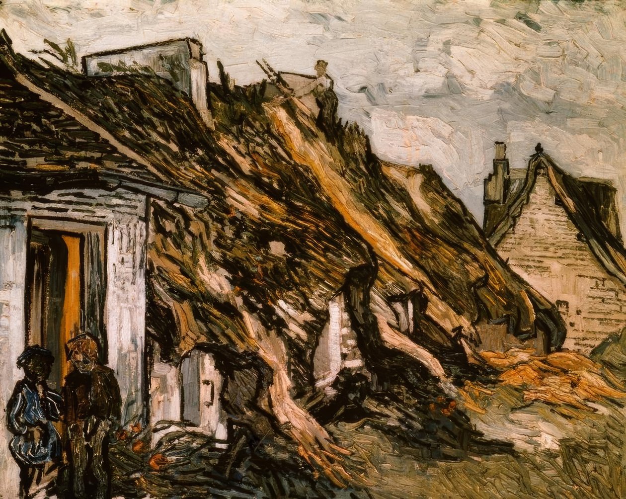 Stråtækte hytter i Chaponval af Vincent van Gogh