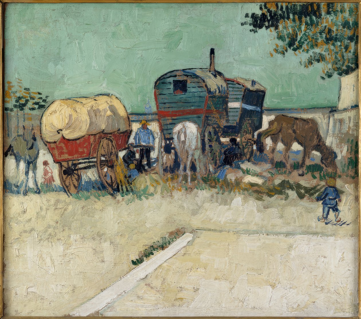 Sigøjnerlejr med hest og vogn af Vincent van Gogh
