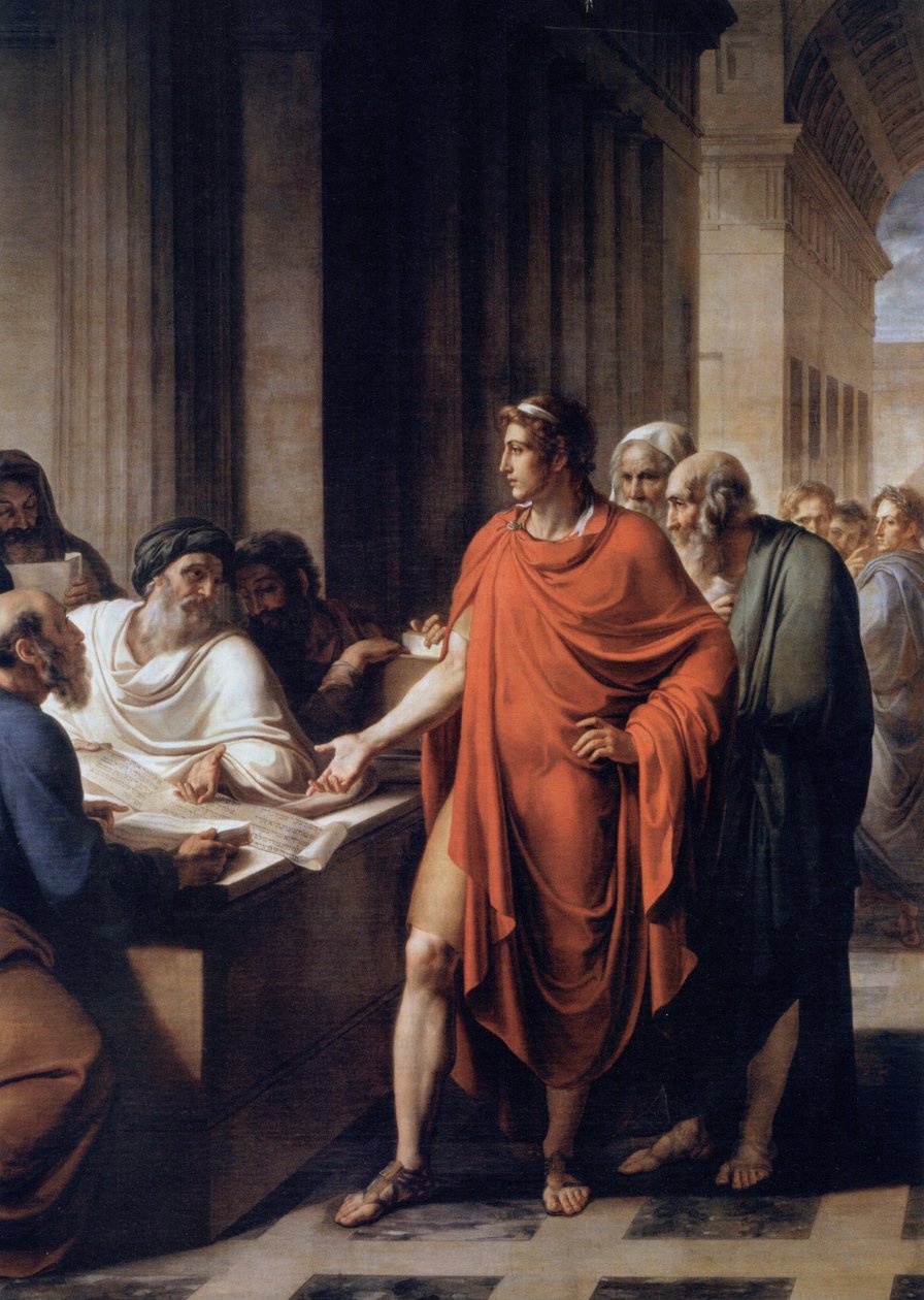 Ptolemaios II Philadelphus undersøger en papyrusrulle af Vincenzo Camuccini